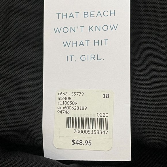 NWT Swim by Cacique Womens Boy Shorts Briefs 18 Plus Black & Striped Multicolor - Picture 6 of 7